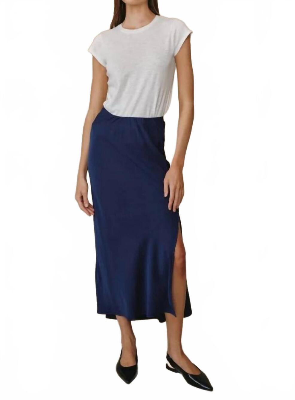 NEW BELLA DAHL side slit bias maxi skirt in eclipse blue